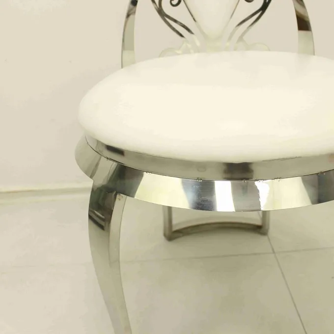 Leather Top Elegant Dining Chair For Event Anti Oxidation SS Leg 1