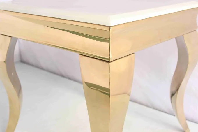 Gold Plating Artificial Marble Top End Table Corner Table 201 Stainless Steel Frame 4