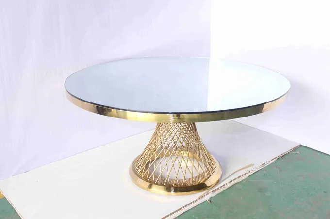 Glass Top Round Dining Table Set Hotel Furniture Customized Size 0