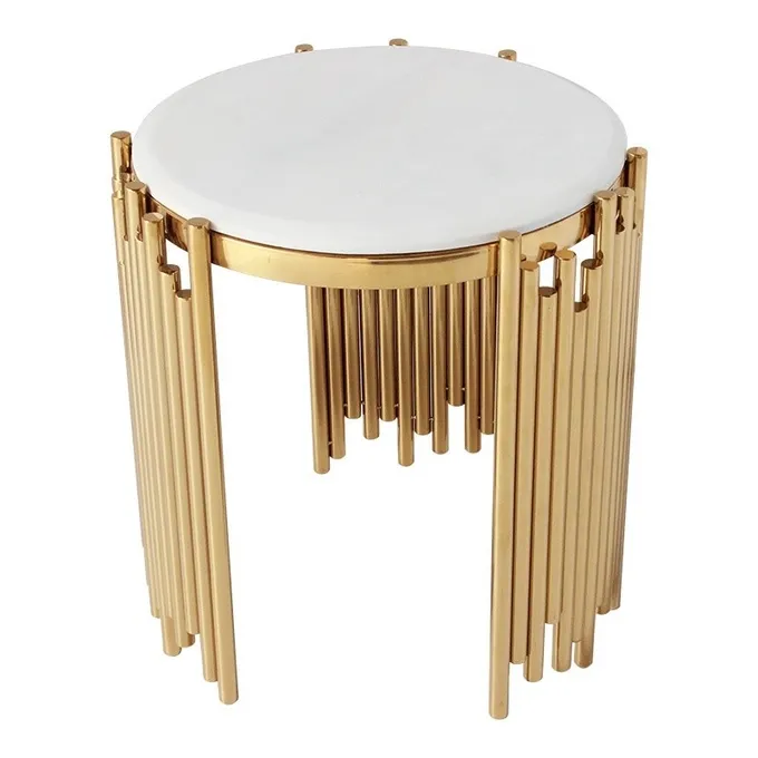 Light Luxury Round Side Table Living Room Furniture Round Tubular 0