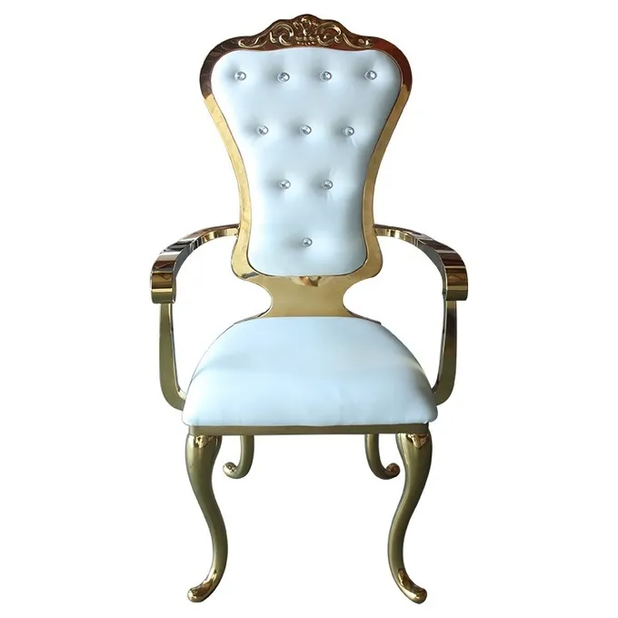 Luxury Armchair Bridal Shower Chair Gold SS Frame For Hotel Event Reception 0