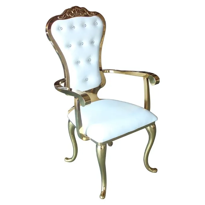 Luxury Armchair Bridal Shower Chair Gold SS Frame For Hotel Event Reception 1