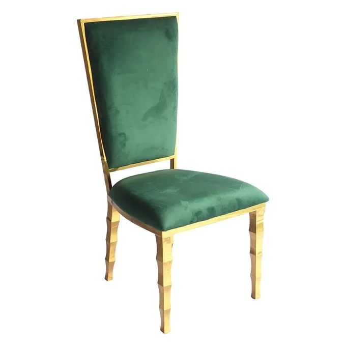 Dark Green Velvet Stainless Steel Hotel Chair 0