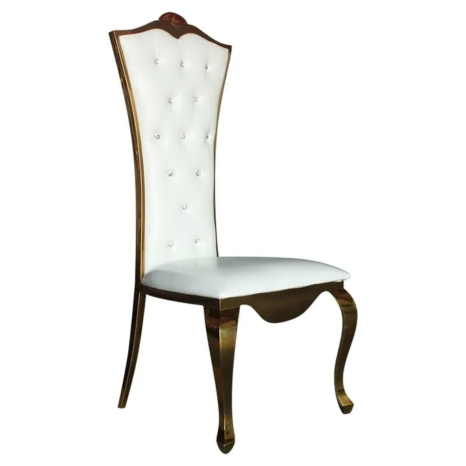 Precious Tall White Bridal Chair Tufted Button Back For Wedding Reception 1