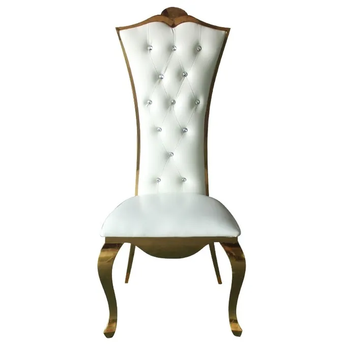 Precious Tall White Bridal Chair Tufted Button Back For Wedding Reception 0