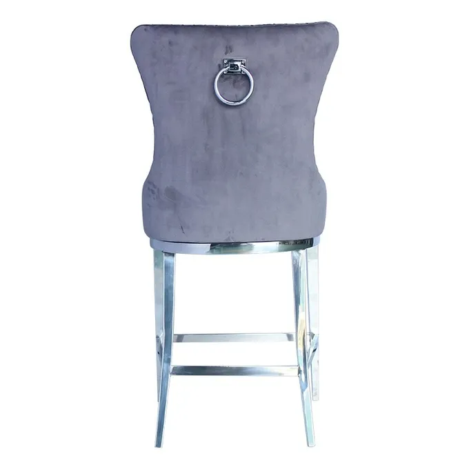 Curve Restaurant Bar Chair Velvet Cover Comfortable Seat With Buckle Backs 3