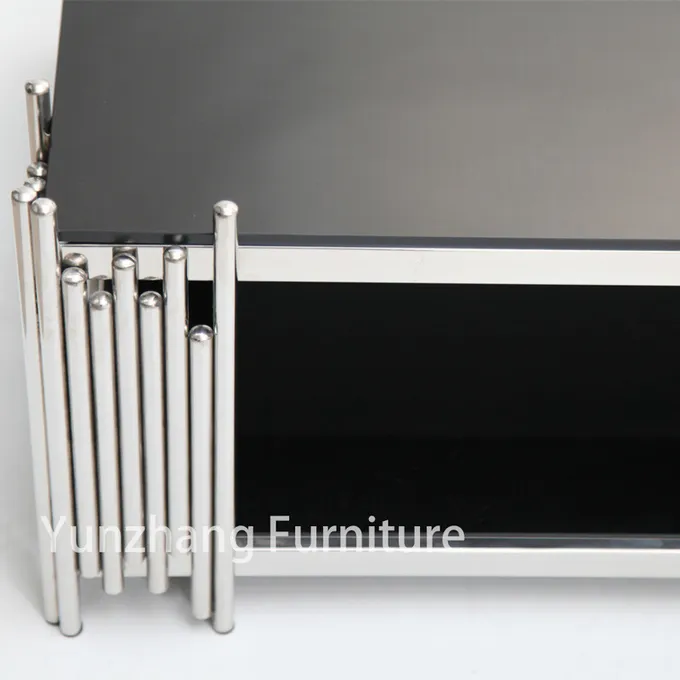 Chrome Furnishings Rectangular Center Table Sofa Table With Double Tempered Glass 0