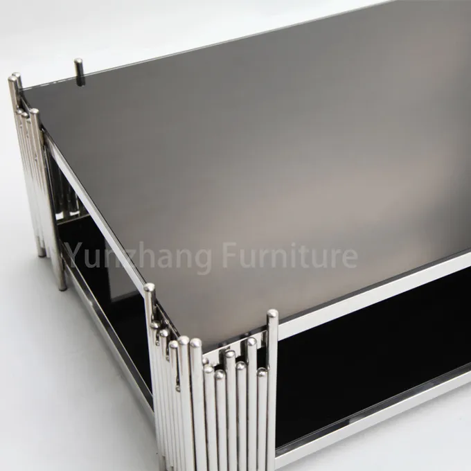 Chrome Furnishings Rectangular Center Table Sofa Table With Double Tempered Glass 1