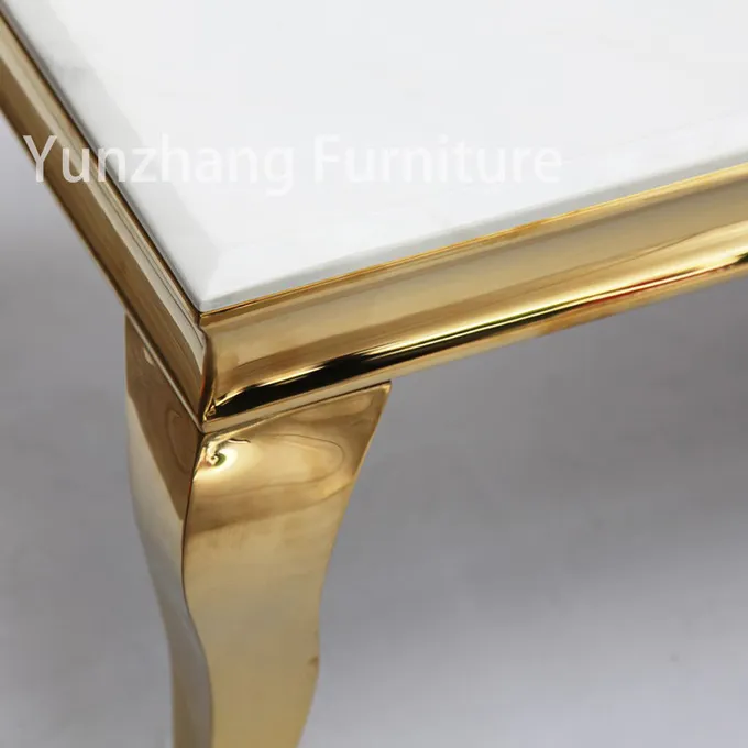 Luxury Gold Center Table Metal Base With Marble Top Living Room Furniture Style 2