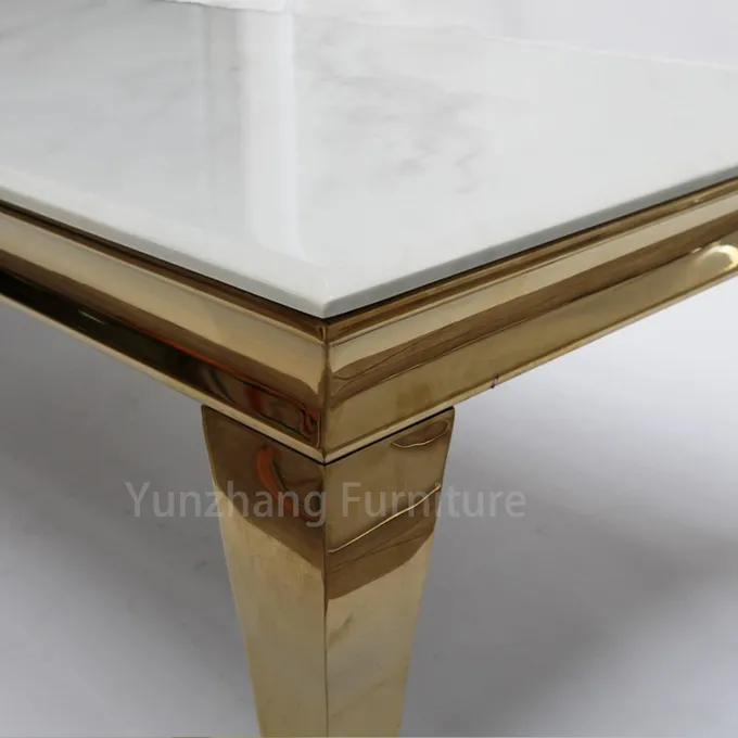 Gold Metal Base White Marble Table Scratch Resistant Sofa Decorated Table 2