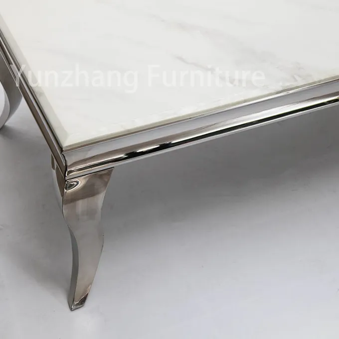 Faux Marble Wide End Table Silver Colored Frame For Sofa And Living Room 1