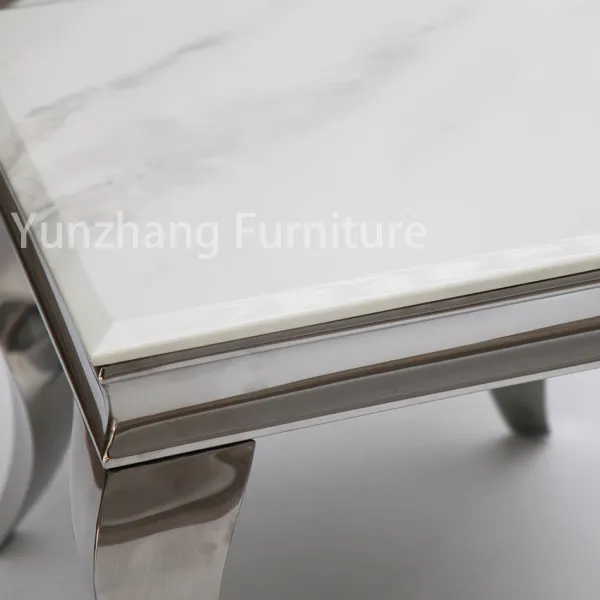 Faux Marble Wide End Table Silver Colored Frame For Sofa And Living Room 2