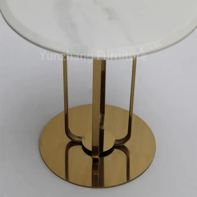 Modern Round Gold Coffee Table Marble Top For Living / Reception Room 0