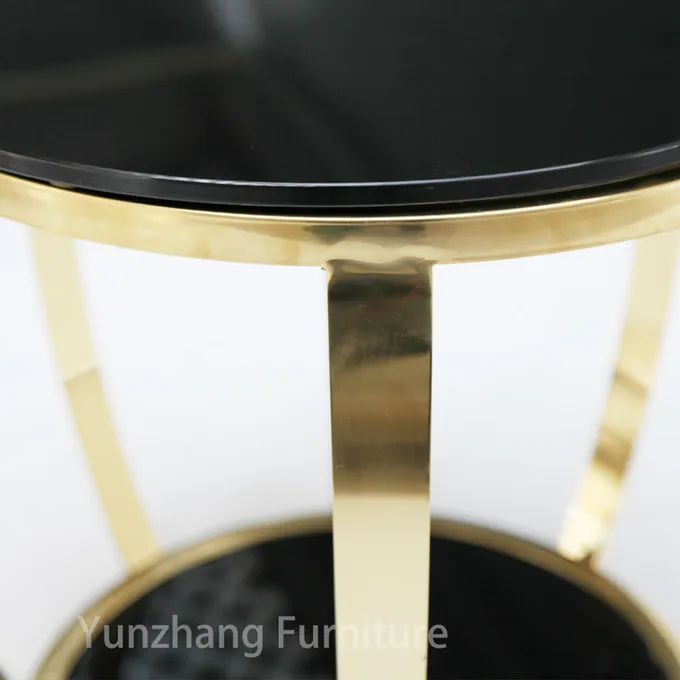 Simple Item Round Side Table SS Base Tempered Glass Sofa Table 3