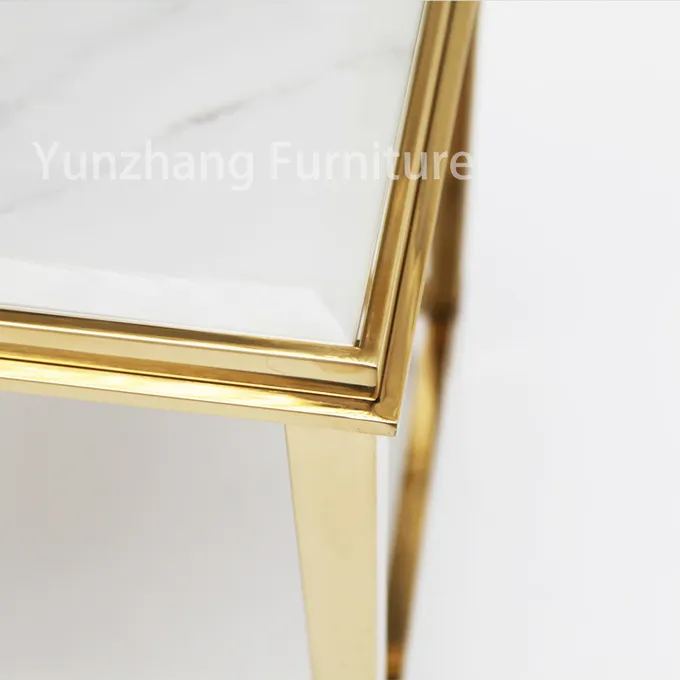 Marble Top Rectangle Center Table Gold 201 Stainless Steel Frame 0