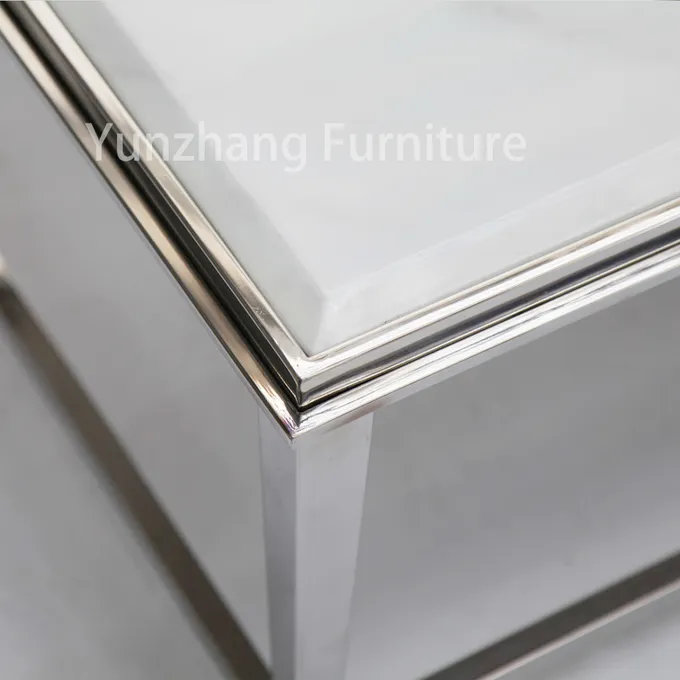 Silver Frame SS201 Simple Bed Table Small CBM Square Table For Bedroom 4