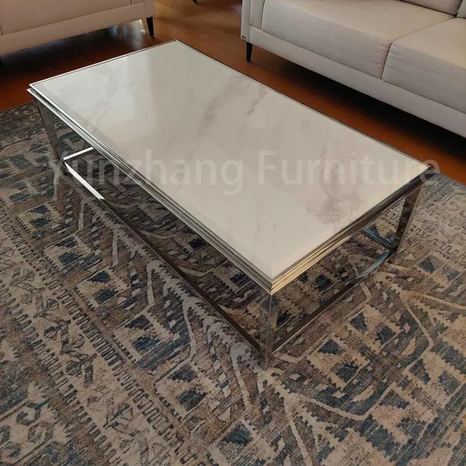 Faux Marble Simple Style Center Table Marble Coffee Table For Living Rooms 2