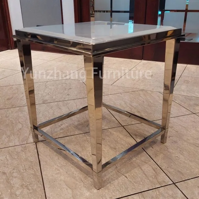 SS 201 Base Luxury End Table Marble Patterned Tabletop Living Room Furniture Sofa Table 1