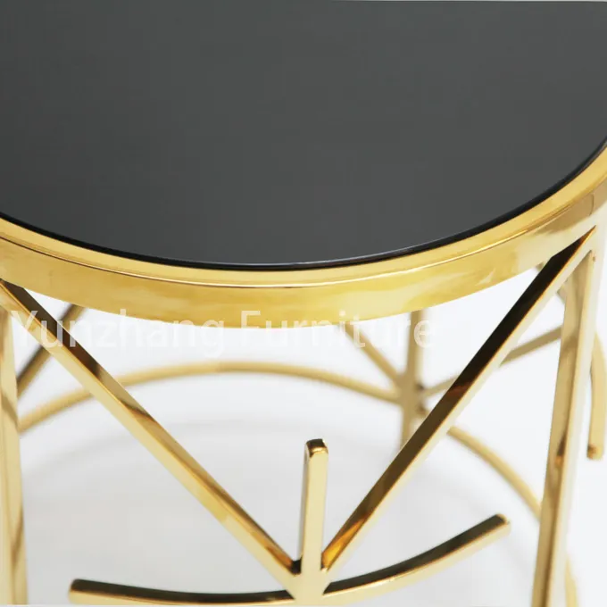 Luxury Round Side Table SS201 tempered glass Sofa Table For Living Room 0