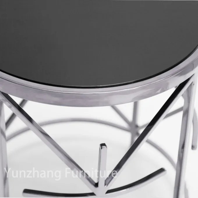 Luxury Round Side Table SS201 tempered glass Sofa Table For Living Room 3