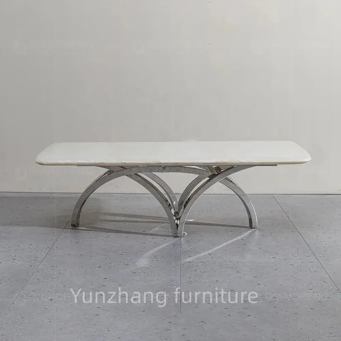 Metal Marble Dining Room Table With Craftsmanship Rectangular Shape 0