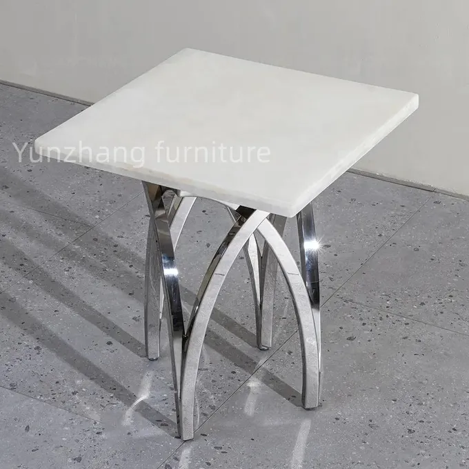 Hotel Furniture Sofa Side End Table Line Sense Silver Low Key Design 2