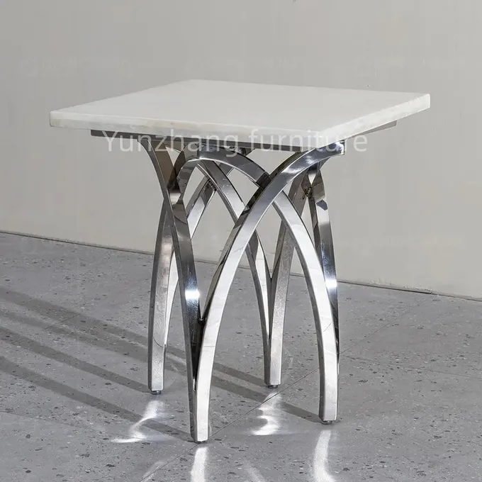 Hotel Furniture Sofa Side End Table Line Sense Silver Low Key Design 4