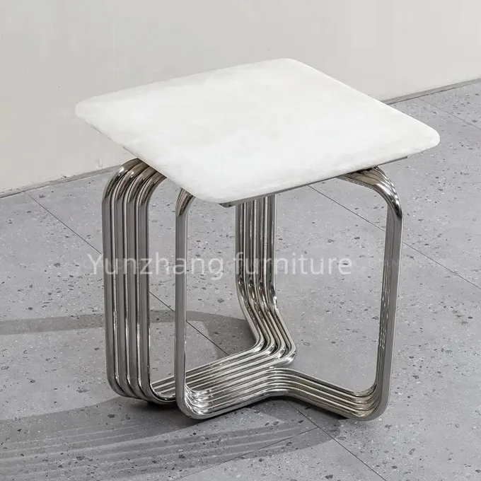 Steel Pipe Side Square Table Small Sofa Coffee Table For Living Room Balcony Apartment 4