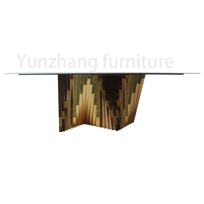 Metal Stainless Steel Rectangular Marble Table With 10mm Top Thickness 0