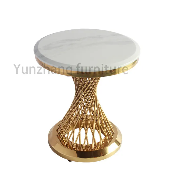 Rotary Steel Pipe Small Waist Design Round Side Table End Table 0