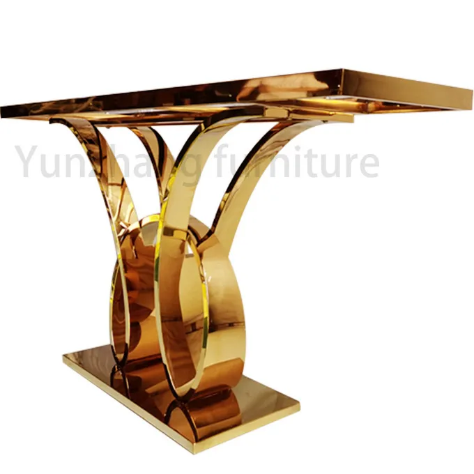 Entryway Top Modern Gold Console Table Faux Rectangular Marble Top durable 1