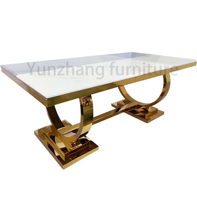 201 Stainless Steel Luxury Rectangle Dining Table Home Furniture 0