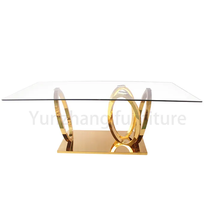 Luxury Model Dining Table Gold Base Clear Glass 0