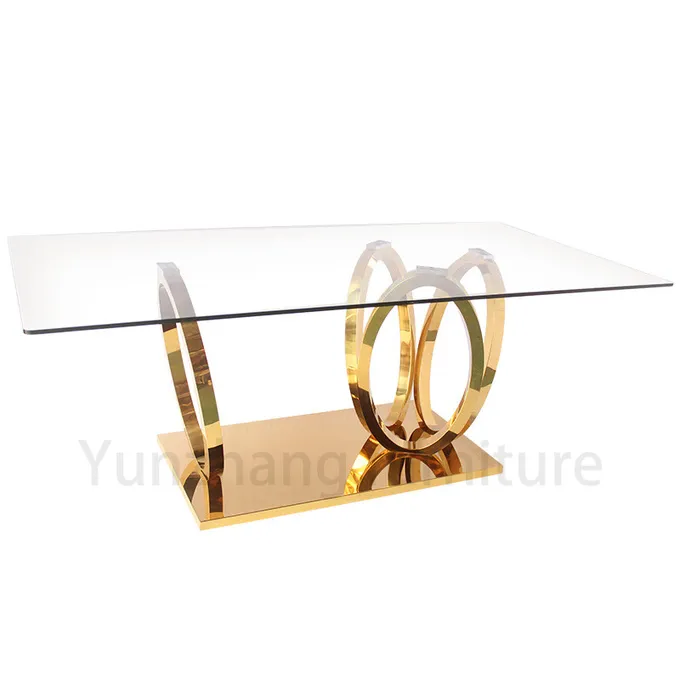 Contemporary 201ss Glass Top Dining Table For House And Hotel 0