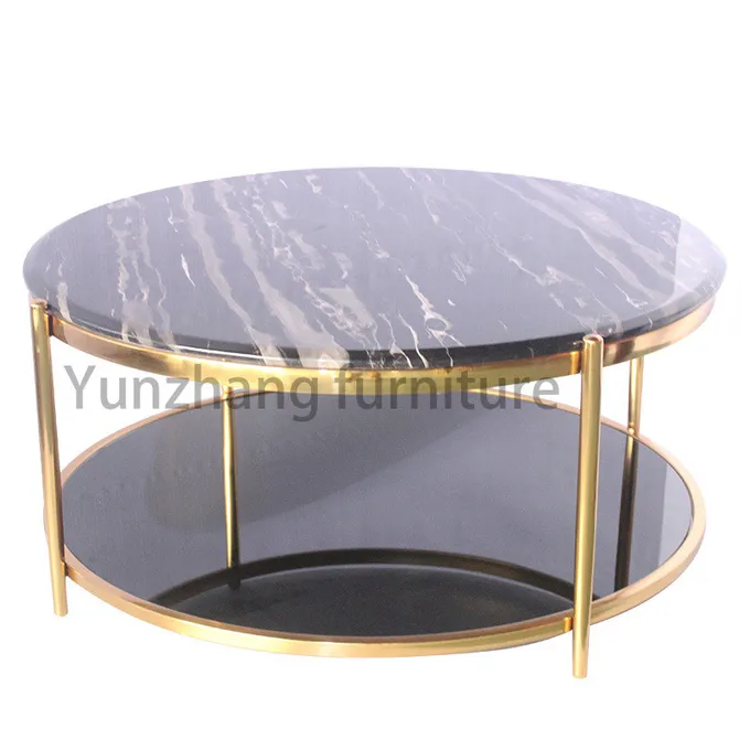 Double Layer Center Coffee Table , 201 Stainless Steel Living Room Table Set 1