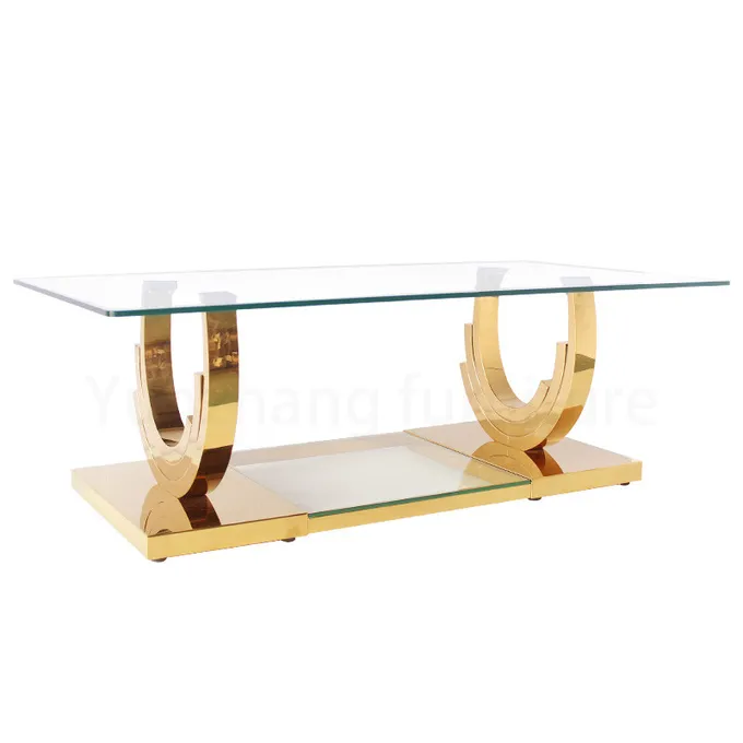 Clear Simple Design Rectangle Center Table , TV Cabinet Table For Family Use 0