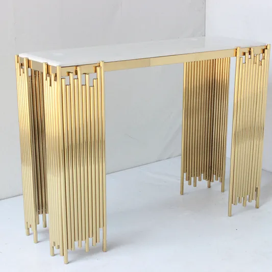 Tube Style Console Table Decoration Table With Gold Color 0