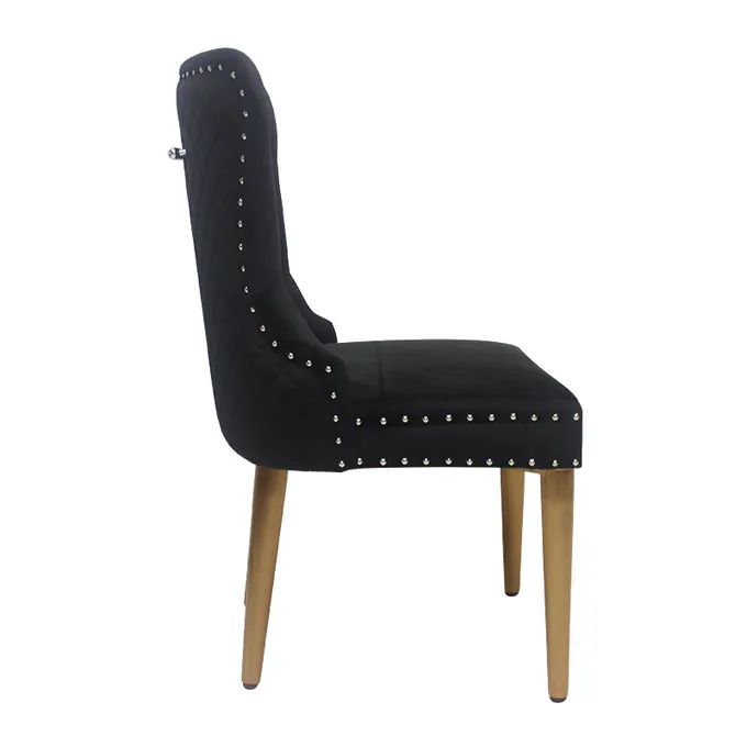 Black button buckle velvet chair dining chair elegant model 1