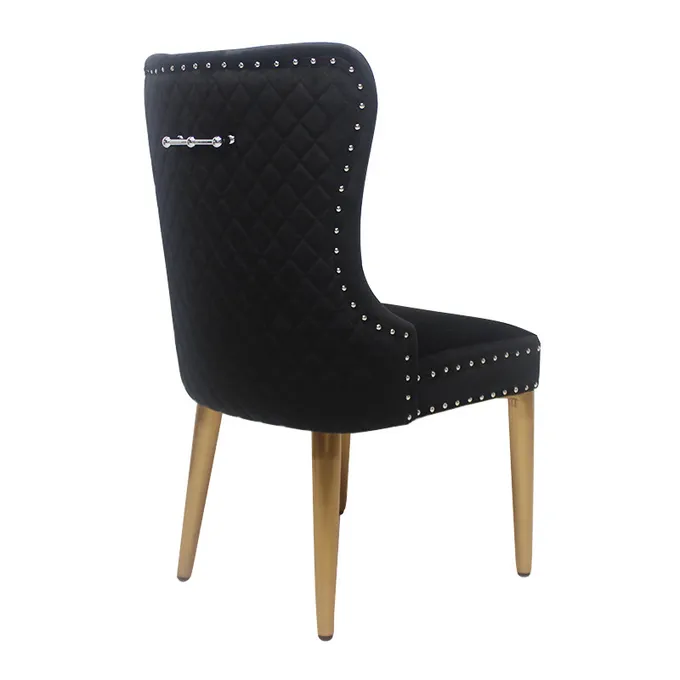 Black button buckle velvet chair dining chair elegant model 2