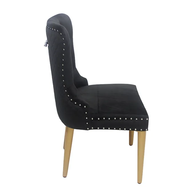 Black button buckle velvet chair dining chair elegant model 3