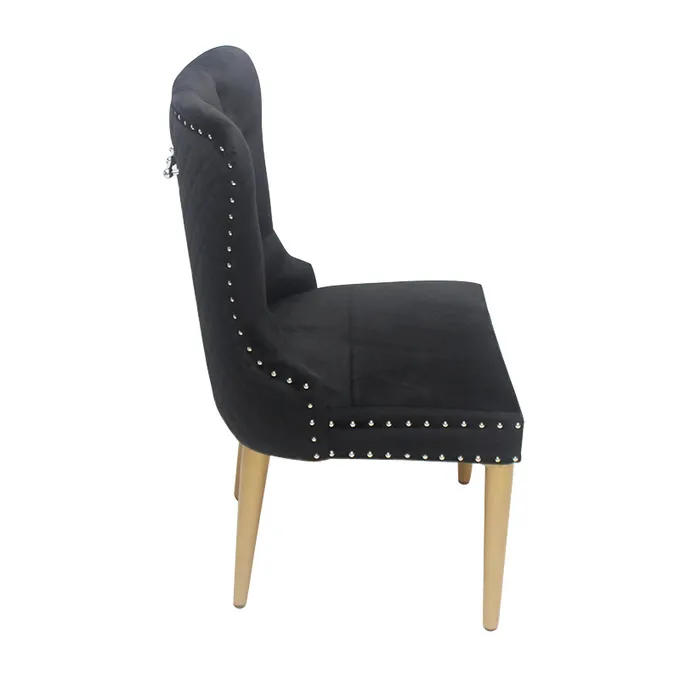 Black button buckle velvet chair dining chair elegant model 4