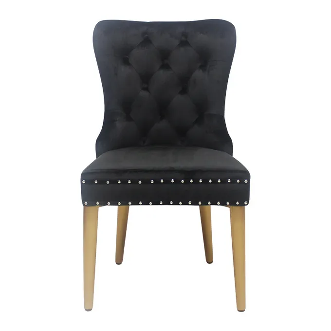 Black button buckle velvet chair dining chair elegant model 6