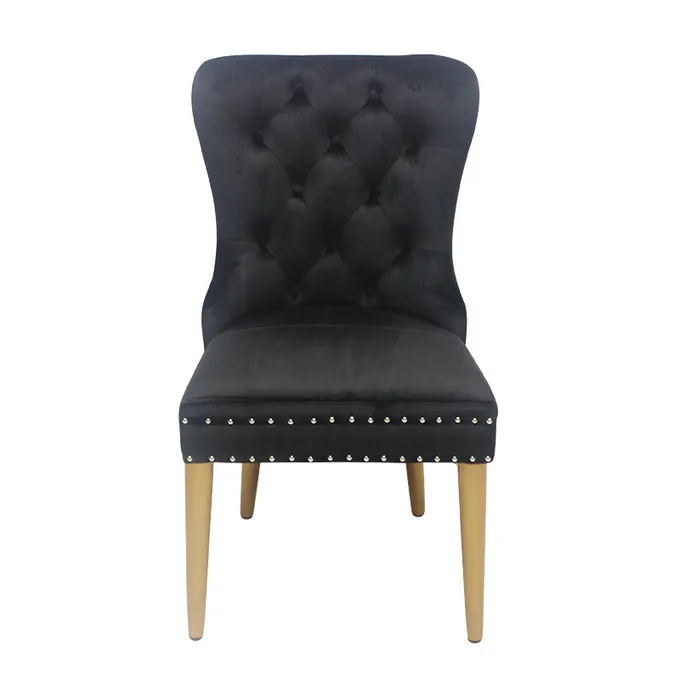 Black button buckle velvet chair dining chair elegant model 8