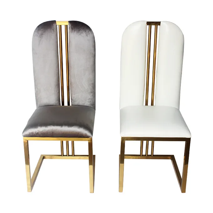 Dining room gold stainless steel high back royal chairs for wedding 0