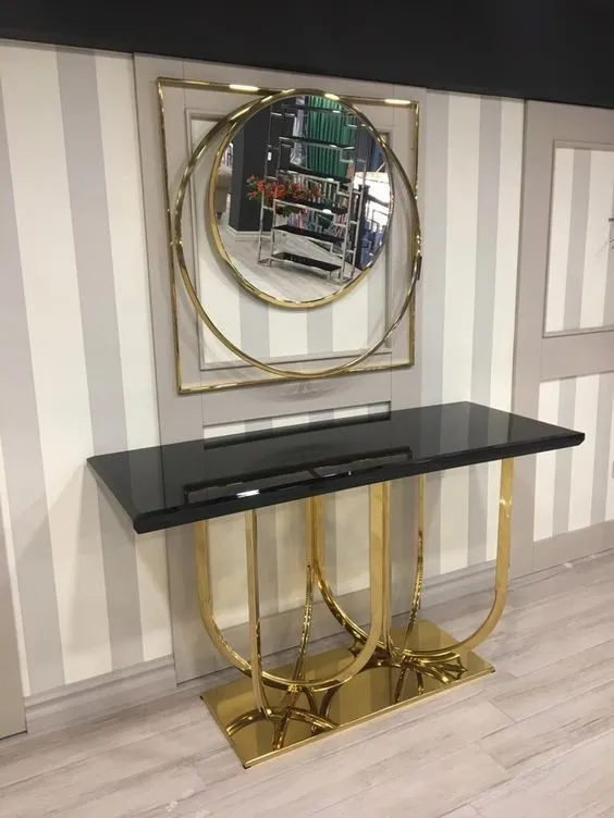 Black Marble Console Table Handmade Luxury Dining Room Furniture 0