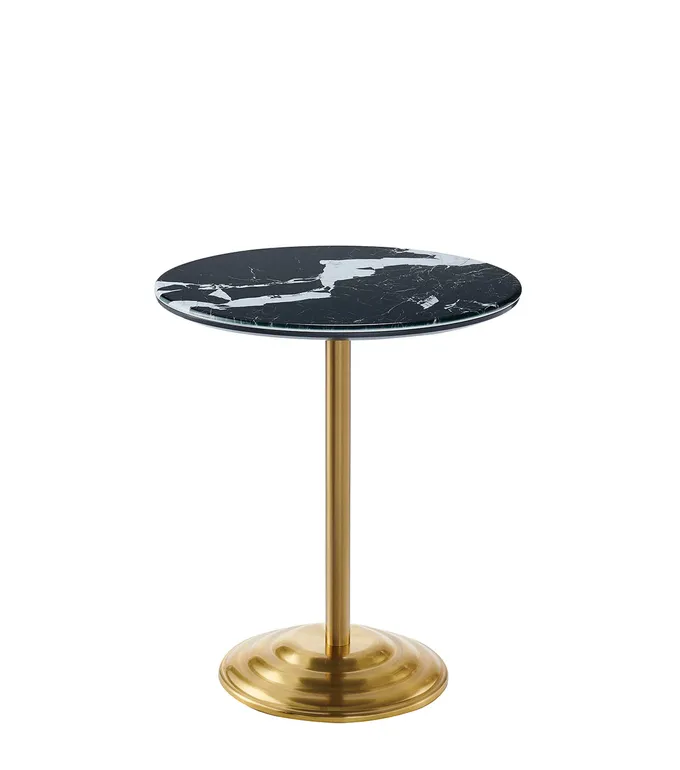 Modern Style Marble and brass Table Antiqued brass color round end table 0