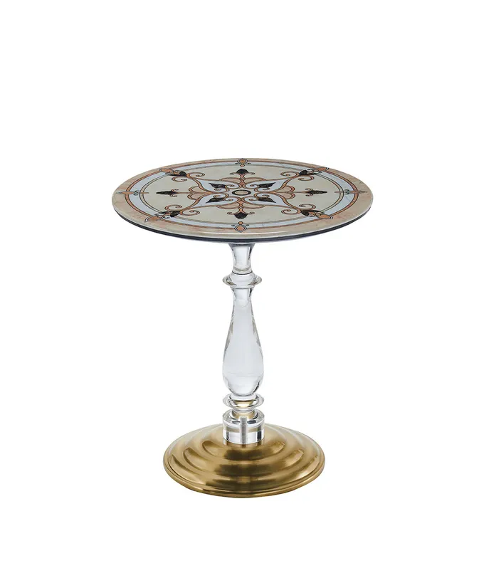 Modern Style Marble and brass Table Antiqued brass color round end table 1