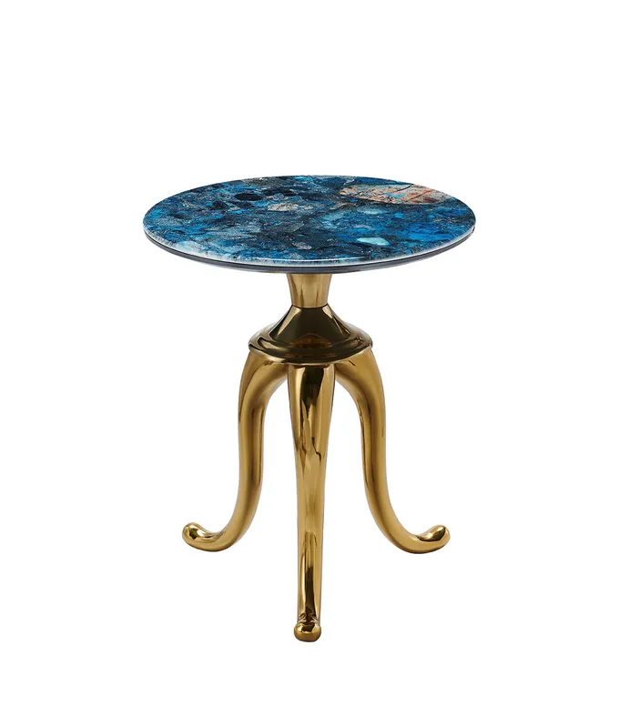 Stylish Tea Table with Metal Base The Perfect Blend of Form and Function 0