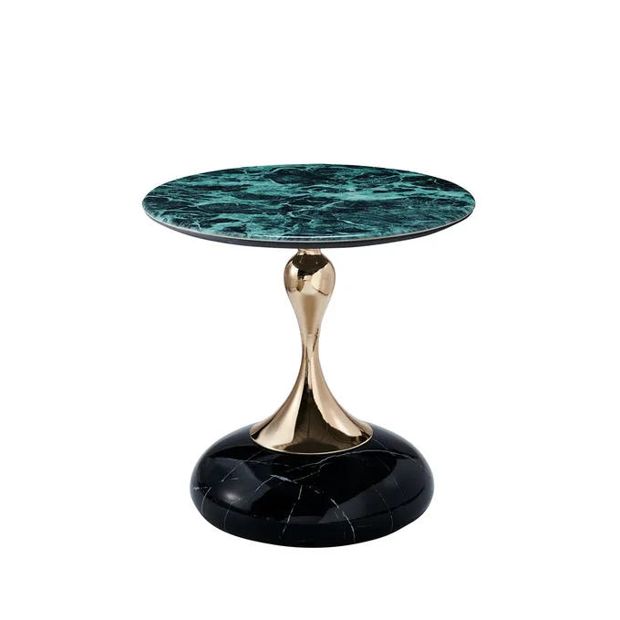 Luxury Center Table Modern Living Room Furniture Round Bent End Table Black Gold Metal Glass Coffee Table 2