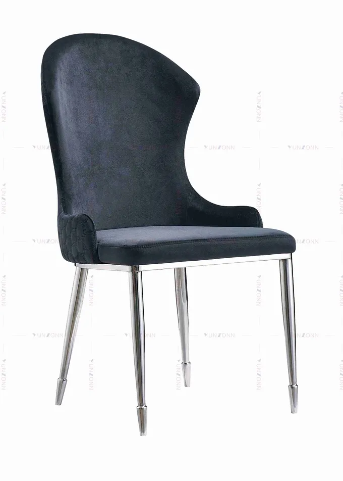 YUNZONN Luxury Fabric Design Stainless Steel Legs Dining Chair 3